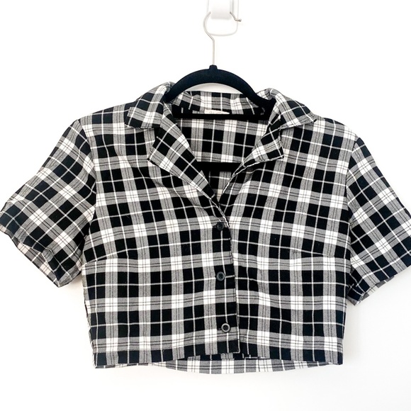 Brandy Melville Tops - John Galt Plaid Short Sleeve Crop Top